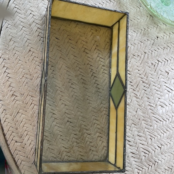 Vintage Artisan Crafted Stained Glass Clear Bottom Box 10”X 5” - Picture 4 of 6